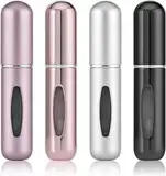 OBSGUMU 4 Stück 5ml Mini Parfümzerstäuber Portable Nachfüllbar Zerstäuber Leere Sprühflaschen mit Fenster für Reise Handtasche, Aluminium, Subsilber/Helles Rosa/Subrosa/Helles Schwarz