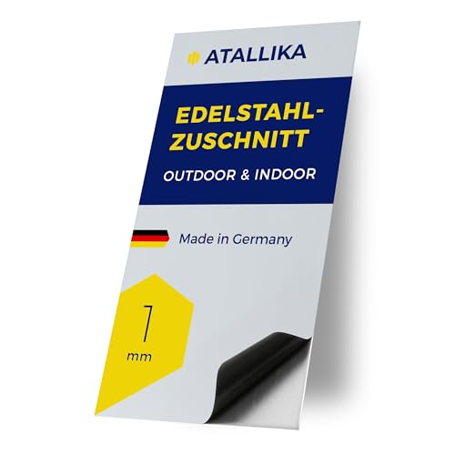 ATALLIKA Edelstahlblech 1mm [blank, 450 x 350 mm] - Metallplatte aus V2A Edelstahl [wetterfest für Outdoor & Indoor] - präziser Blech-Zuschnitt aus Deutschland [einseitig gebürstet]