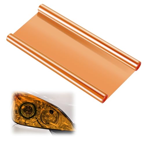 Scheinwerfer Tönungsfolie Scheinwerfer Folie Orange 120x30cm PVC Scheinwerfer Tönungsfolie Selbstklebend Hitzebeständig, Rückleuchten Nebelscheinwerfer Tönungsfolie Aufkleber TPH Wasserdicht
