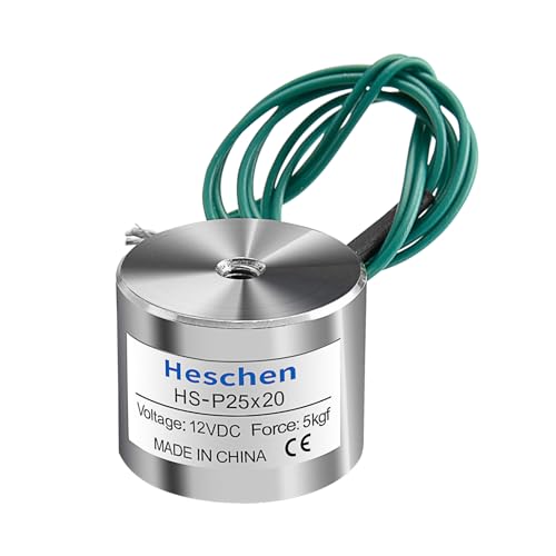 Heschen Elektromagnet Magnet Solenoid, P25/20, OD 25mm, DC 12V, 5kg/11lb