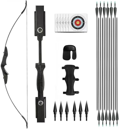 Recurve Bogen und Pfeile Set Bogenschießen Takedown Bogen Jagd 30/40lbs Erwachsene Jagdschießen Outdoor Anfänger Schießen mit Bogenschießen Zubehör Langbogen Set (30lbs Bogen Set)