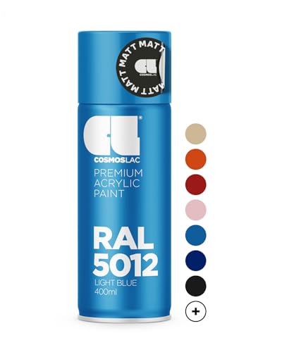 COSMOS LAC Acryllack Lichtblau, matt Sprühdose in vielen RAL Farbtönen - 400ml Spraydose perfekt für DIY, Upcycling und andere Lackierarbeiten geeignet (RAL 5012 - Lichtblau Matt)