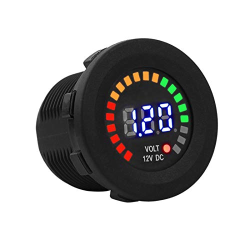 12 Volt Batterie Anzeige, 12 Volt Motorrad Voltanzeige, LED Panel Digital Spannungsmesser Anzeige Voltmeter Wasserdichter Spannungs Voltmeter Batterietester für Marine Car Motorrad Truck Boot RV