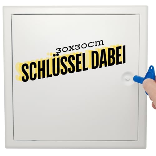 Revisionsklappe 30x30cm PREMIUM mit Vierkantverschluss - Stahlblech Weiß 4 Kantverschluss 300x300mm Revisionstür | Wartungsklappe | Serviceklappe | Badewanne Revisionstuer