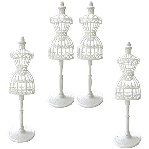 POFET 4 Stück Mini Schaufensterpuppe Kleid Kleidung Aushöhlen Stand Stand Display Halter Für 1/6 Puppen (Weiß)