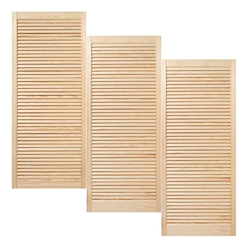 ben+camilla.com Dreier Paket / 3-er Pack Lamellentüren 140,6 x 59,4 cm Holztür Natur mit offenen Lamellen für Regale, Schränke, Möbel | Kiefer Holz unbehandelt