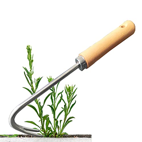 ENLACE Unkrautstecher Edelstahl Garten Manueller Weeder Wurzeljäter Gartengerät,Unkrautjäter mit Holzgriff,Wurzeljäter Unkrautgabel für Garten zum Graben, Umpflanzen, Jäten