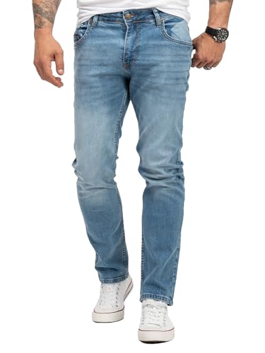 Lorenzo Loren Herren Jeans Regular Fit Stretch Jeans Männerhose Herrenjeans Denim Hosen Herrenhose Straight Cut Stonewashed LL-4001 Blau W36 L30