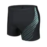 AMZSPORT Badehose Herren Kurz Schwimmhose Eng Wassersport Badeshorts mit Tunnelzug, Schwarz L