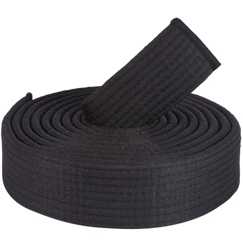 CREATCABIN Schwarzer Jiu-Jitsu-Gürtel,Polyester,Kampfsport-Gürtel,Judo,Jiu-Jitsu,TKD,Aikido,Uniform,Ranglistengürtel,Lang,Weich,Universelle Passform,Gürtel,Taekwondo Für,Sport-Trainingsgerät,280cm