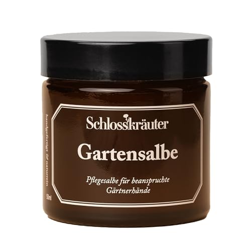 Schlosskräuter Gartensalbe Handcreme 50ml | Natürliche Pflege ohne chemische Zusätze mit Sheabutter & Bienenwachs | Feste Handcreme & Geschenk für Gärtner