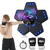 Zosudull Music Boxing Machine, Intelligente Musik Boxmaschine mit LED-Licht, Bluetooth Boxgerät für Kinder/Erwachsene, Wandmontiertes Boxziel mit Boxhandschuhen, Geschwindigkeitseinstellung, Zählmodus