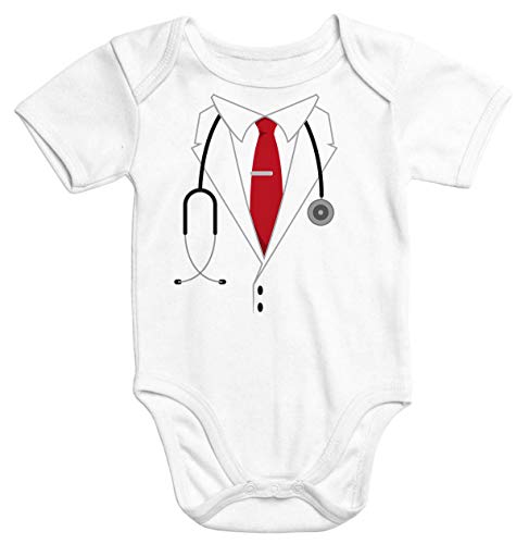 MoonWorks® Baby Body Mini Chef Arzt Doktor Kostüm Karneval Fasching weiß 0-3 Monate