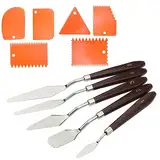 Umllpet 11 Stück Palettenmesser und Abstreifermesser Malwerkzeug Set, Spachtel für Acrylmalerei mit Zahnspachtel, Öl Malen Palettenmesser Kit zum Ölgemälde, Gouache, Aquarell, Felsmalerei