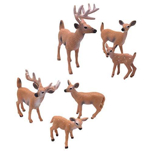 Supvox 6pcs White-Tailed Deer Figuren Ornamente Tierfiguren Sammlung Spielzeug Home Office Dekoration Handwerk