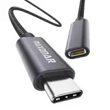 USB C Verlängerungskabel (1m/3.3FT) Belkertech USB3.2(10Gbit/s) Typ C Stecker-Buchse Verlängerung 5A Laden für MacBook Pro 2021 M1 Pro M1Max i Pad air 5/Galaxy S22/S21/Note20 Pixel 7 Dell XPS Grau