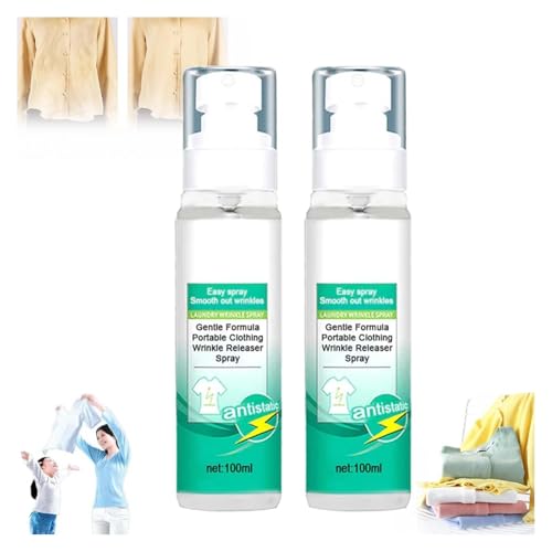 Gentle Formula Portable Clothing Wrinkle Releaser Spray, Crease Release Spray, Fabric Wrinkle Release Spray, Anti Static Spray For Clothes,Lothes Refresher Spray (2PC)