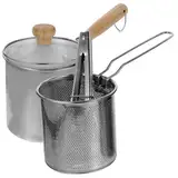 CHICAMPERA 1Satz Fritteuse mit Glasdeckel Frittierkorb Lebensmittelzange Induktionsgeeignet für Barbecue Nudelgerichte Steak und Langlebig und Hitzebeständig
