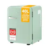 TZS First Austria Minikühlschrank 40L | komplett lautlos | Retro-Design | Temperaturregler | LED-Beleuchtung | 2 Türfächer + 6 flexible Einlegeböden
