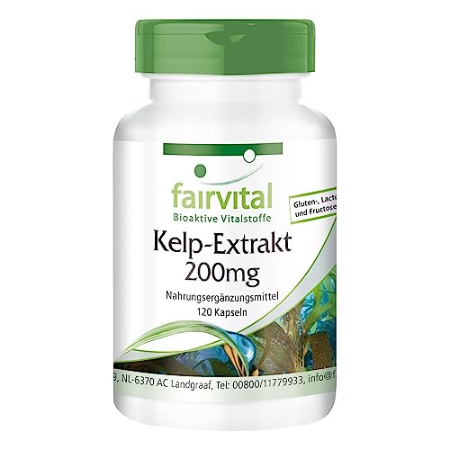 Fairvital | Kelp Extrakt 200mg - HOCHDOSIERT - vegan - 120 Kapseln - 300µg Jod aus Braunalgen