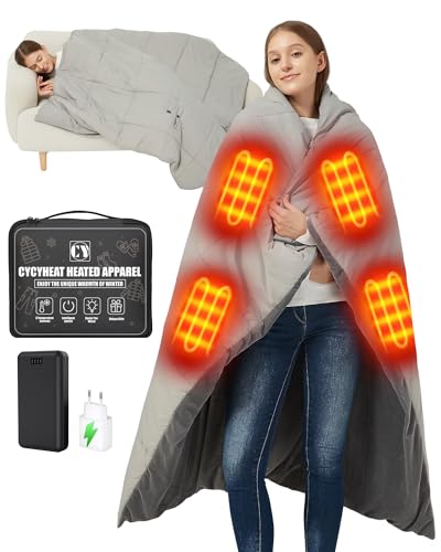 CYCYHEAT Heizdecke Kabellos mit 20000mAh 7.4V Akku für Herren Damen, Elektrische Wärmedecke Tragbar mit 8 Heizzonen und 3 Temperaturstufen für Zuhause & Büro