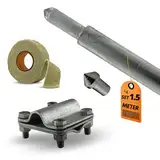 HausHeld® Erdungsspieß Set verzinkt 1,5m Ø16mm – Tiefenerder inkl. Einschlagspitze, Kreuzverbinder & Korrosionsschutzband | Für PV-Anlage, Blitzschutz & Elektroinstallation