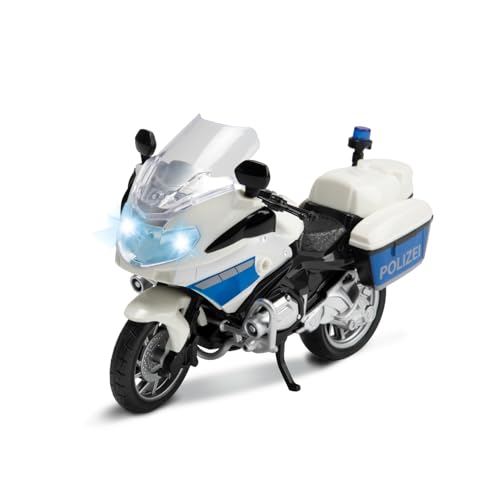Toi-Toys 29654B Polizeimotorrad 1:20 mit Licht und Sound, Polizeispielzeugmotorrad Modell-Motorrad Polizei, Weiß