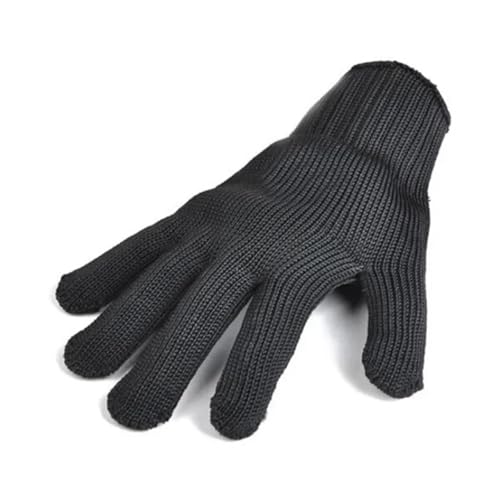 Sicherheitshandschuhe Anti Cut Schwarze Level 5 Anti-Schnitt-Handschuhe, Stahldraht, Metallgeflecht, Sicherheitsschutzhandschuhe, Küchenarbeitshandschuhe, for Schneiden von Fisch, Fleisch, Garten(Leve