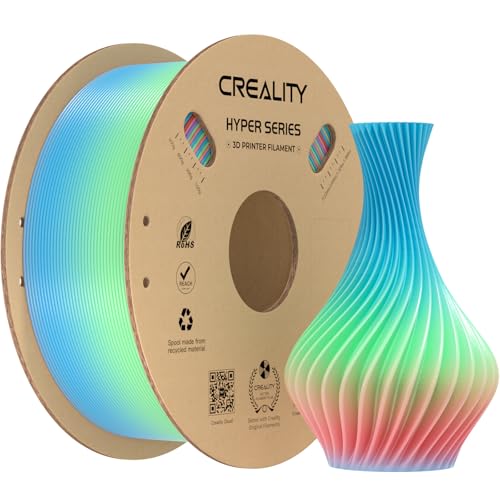 Creality Rainbow PLA für 3D-Drucker, 3D-Drucker-Filament für hohe Geschwindigkeiten von 300 mm/s, Regenbogen-PLA mit langem Farbverlauf