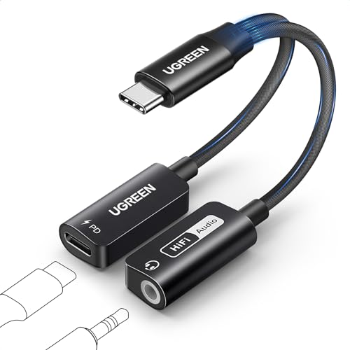 UGREEN Magnetischer USB C auf Klinke Adapter und Laden 60W Schnellladung, 2 in 1 Kopfhörer Adapter USB C auf Klinke mit Hi-Res 32Bit/384KHz für iPhone 16 Pro Max iPad Pro/Mini 6 Galaxy S24 Ultra S23