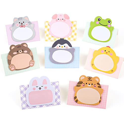 cobee Haftnotizen Mit Niedlichen Tieren, 8 Stück 160 Blatt Haftnotizen Lustig Haftnotizen Kinder Notizblock Lustig Notizblock Mädchen Kawaii Schulsachen Selbstklebende Notizblöcke Studenten Heimbüro
