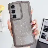 Nadoli Glitzer Hülle für Samsung Galaxy A32 4G,Niedliche Lockige Wellen Rahmenform Aesthetic Durchsichtig Bling Stern Handyhülle Schlanke Weiche TPU Stoßfest Schutzhülle