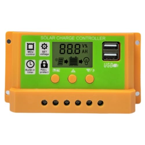 30a Solar Ladung Controller | 30a PWM Automatisches Solarpanel Wechselrichter | Batterie Intelligenter Regler Mit LCD -Display, Solarpanel -Wechselrichter Mit Timereinstellung, 12 V/24 V Doppel USB Fü