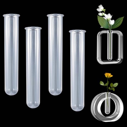 FZYCOM 4 Stück Transparent Acryl Reagenzgläser für Pflanzenvermehrungsstation, Epoxid Silikonform Harz GießForm RöHren Reagenzgläser Vasen für Hydrokulturpflanzen Blumen