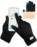 SUTIYO Handschuhe Damen Winter mit Fleece Gefütterte Touchscreen Warme Winterhandschuhe Thermo Strickhandschuhe für Laufen Sport (Schwarz)