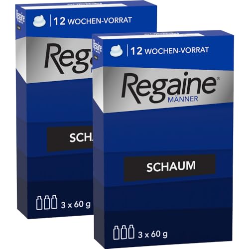 REGAINE Männer Schaum: 6-Monats-Vorrat mit 50 mg/g Minoxidil, regt das Haarwachstum an und stoppt Haarausfall bei Männern, 2 x 3 x 60 g