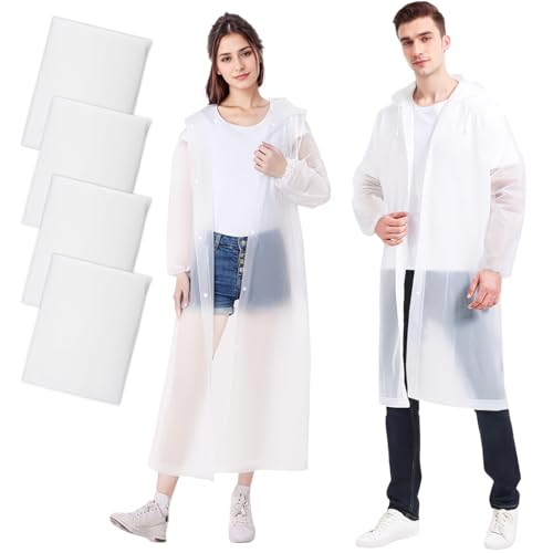 XTQFH 4pcs Regenponcho regenmantel transparent regenponcho durchsichtig mehrweg clear raincoat Mehrfach verwendbar regenschutz für konzerte Festival Wandern Faltbar Herren Damen