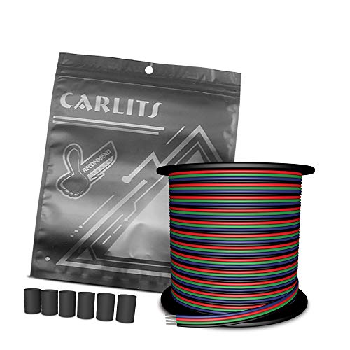 CARLITS 30M 22 AWG 4 Farben RGB Verlängerungs Kabel Draht Leitung, 12/24V DC 4x0.3mm² 100ft LED Leuchten Streifen Kabel Spule für 5050 3528 RGB LED Streifen