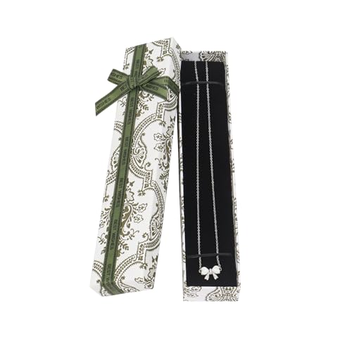 Qaziuy Geschenkbox Kette 4 x 21 x 2.5cm Halskette Geschenkbox Rechteckige Schmuck Geschenkbox mit Deckel Schmuckverpackung für Ketten Armband Ohrringe
