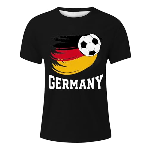 Europapokal 2024 Seiden Tops Herren Casual Cartoon Prints Sport Strand Urlaub Print Tops L Blau (Black, L)