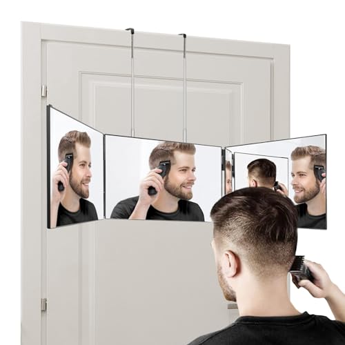 GOQELK 360 Grad Spiegel -Spiegel Haare Selbst Schneiden Faltbarer Rasierspiegel mit höhenverstellbaren Haken Verstellbarer Kosmetikspiegel für das Badezimmer- Perfekt für, Styling und mehr