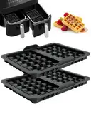 Ninja Heißluftfritteuse Zubehör, 2 Stück Waffeleinsatz Ninja Airfryer Zubehör mit Ninja AF400EU, AF451EU, und AF500DE, Doppelt Backschaleneinsatz aus Silikon, Belgische Waffeleisen Silikon Zubehör ﻿