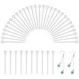 PandaHall 100pcs Edelstahl Eyepins Schmuckzubehör, 30mm, Pin: 0.6mm, Loch: 2mm