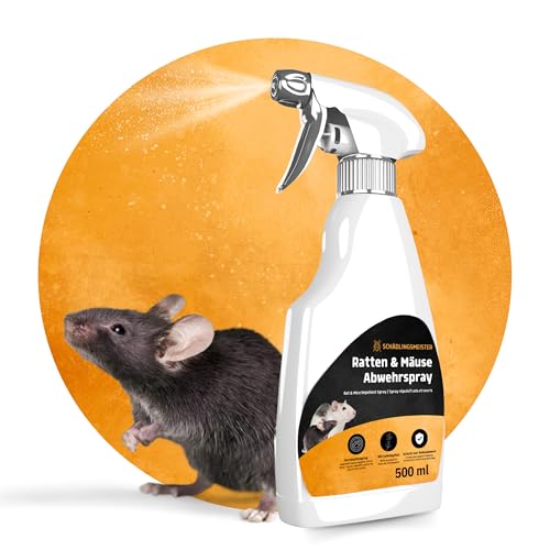 Schädlingsmeister Ratten & Mäuse Abwehrspray - 500 ml - LANGZEITSCHUTZ für Innen & Außen mit Eukalyptus, zum Mäuse vertreiben & Ratten abwehren – Made in Germany