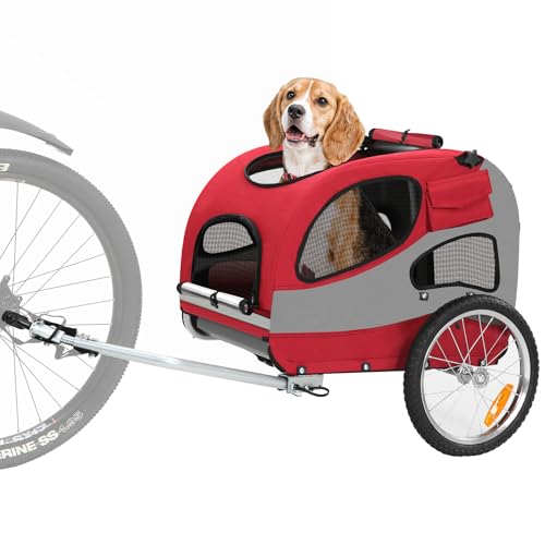 SEPNINE® Fahrradanhänger für Hunde, Hundeanhänger für Fahrrad - faltbar, mit Sicherheitsreflektoren, Aufbewahrungstasche, eingebauten Polstern und Sicherheitsseilen, maximale Tragfähigkeit 30 kg