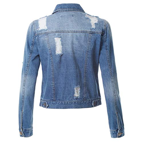 iTNHFP Jeansjacke Schwarz Damen 44 Denim Jean Damenmode Outwear Mantel Jacke Lässig Perlenmantel Damenbluse Damen Jeansjacke Rot (Blue, L)