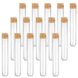 JIADEXIN 15 Stück Transparent Reagenzgläser - Reagenzglas mit Korken Reagenzgläser Kunststoff Reagenzglas Vase für DIY, Labor, Heim und Partydekoration, 12x75mm(4ml)