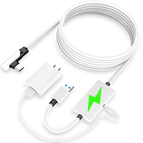 Kuject Design 5m Link Kabel für Quest 2/ Quest Pro, mit separatem Ladeanschluss für ultra-langlebige Stromversorgung, USB 3.0 Typ A auf C Kabel für VR Headset Zubehör und Gaming PC - Weiß