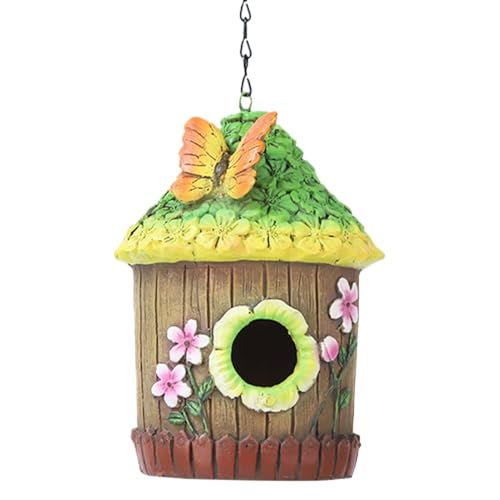 Outdoor -Vögel, Blaues Vogelhaus Für Outdoor - Hangable Bird Cottage - Harz Dekorativ Süßes Kleines Vogelgeschäft Cottage Garten Im Freien Garten Nahtlos An Verschiedene Wetterbedingungen Anpassen, Oh