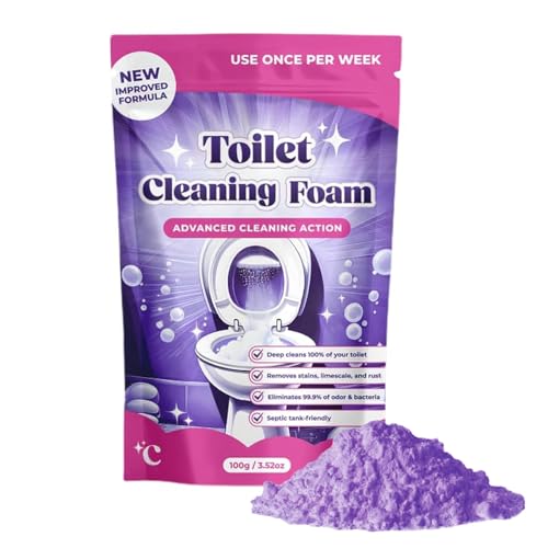 Brauseszierendes FizzClean WC-Reinigungspulver, Rapid-Action-Schaum-Technologie, zertifizierte septischsichere Formel zur Entfernung von Kalk, Rost und Gerüchen, Badezimmer-Reiniger für verschiedene